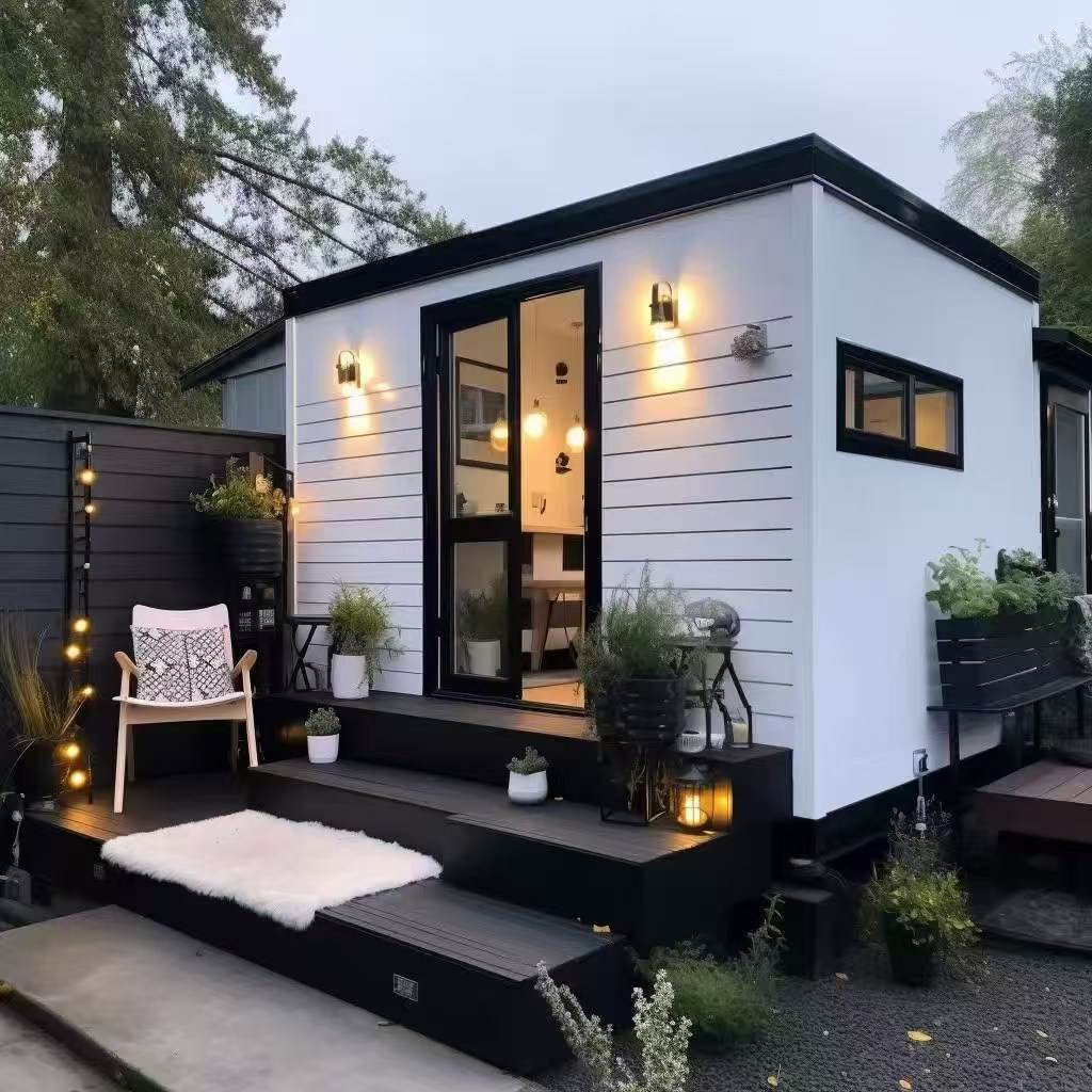 Backyard cabin scene reference with deck
