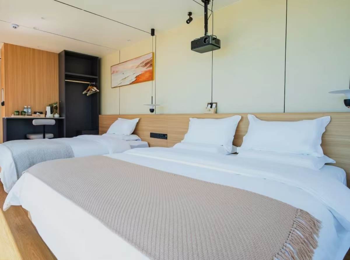Space capsule cabin interior twin bed reference