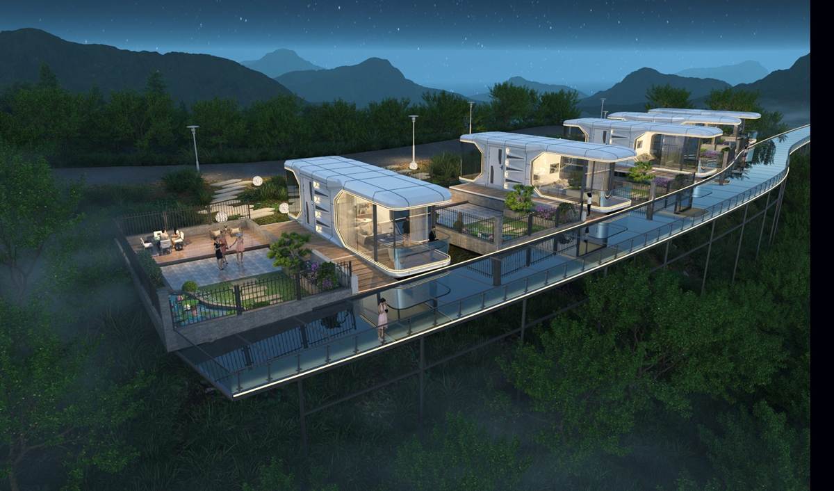 Glamping resort prefab cabin package reference