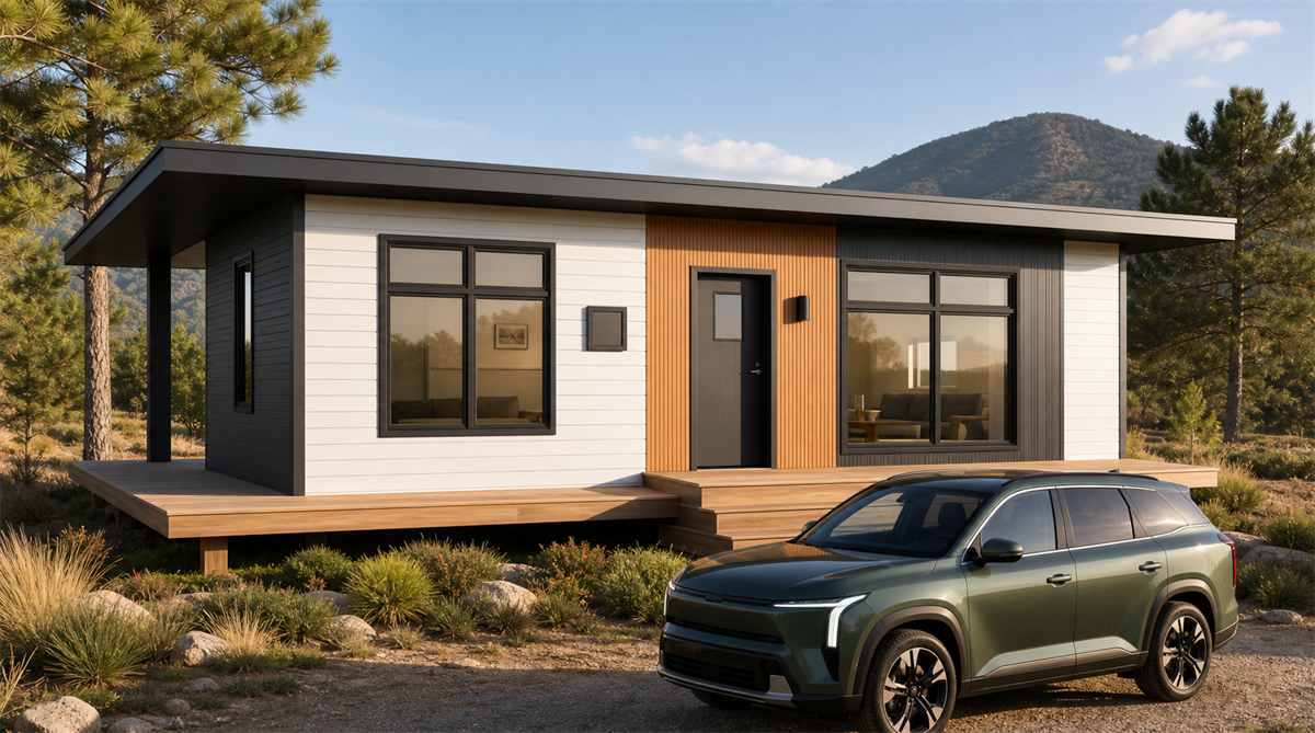 Finished modular home exterior style reference