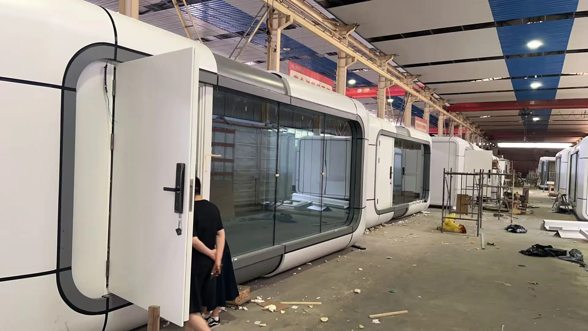Modular building unit during the factory manufacturing process