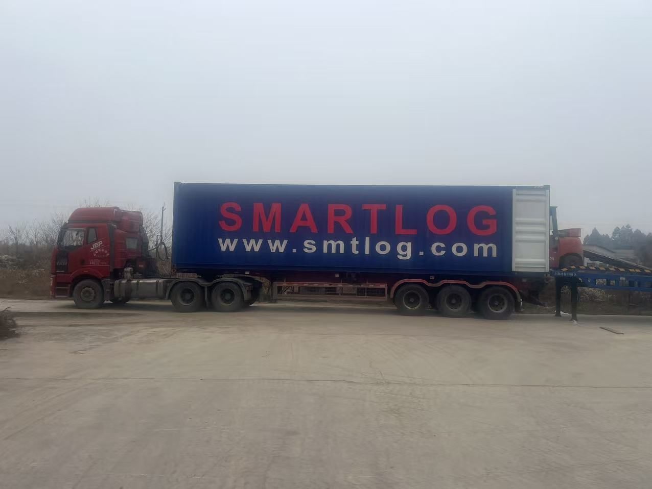 Truck used for prefab building shipping preparation